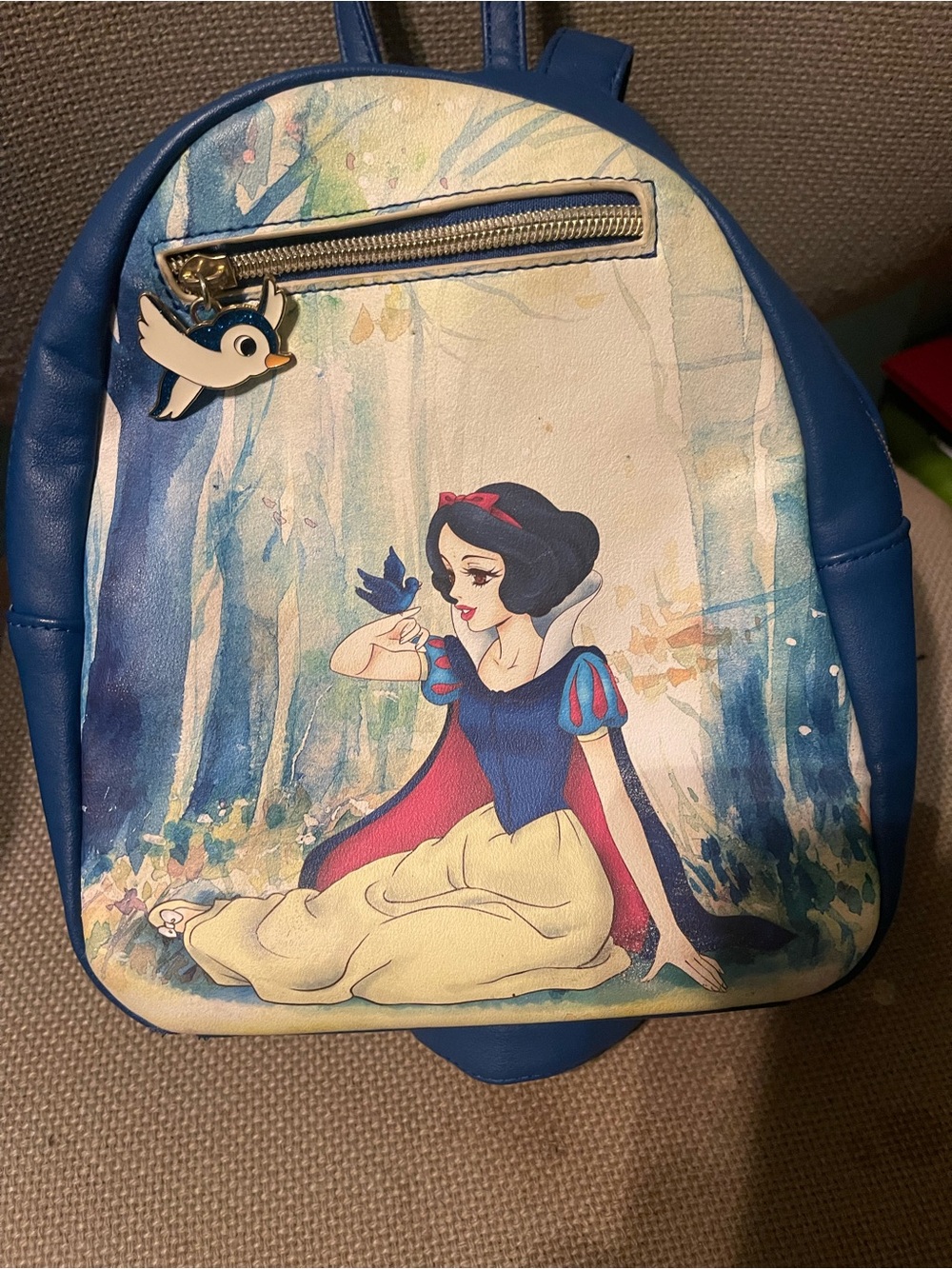 Disney Blue Snow White Mini Backpack with Bird Charm